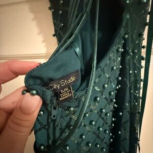 City Studio Teal Beaded Gown